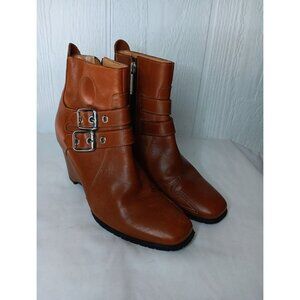 Hella Vintage 90s Motorcycle Riding Ankle Boots Women 7 Icon Moto Brown FLAW